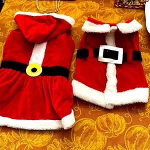 2for1 Santa and Ms.Claus dog outfits, size medium, medium/large